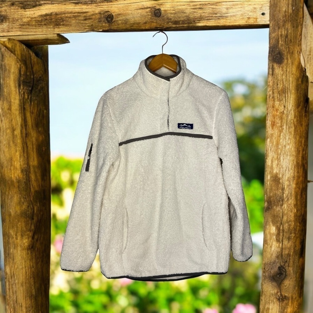 COPY - Lauren James Co. Preptec Sherpa Quarter Snap Ivory Pullover Size Small